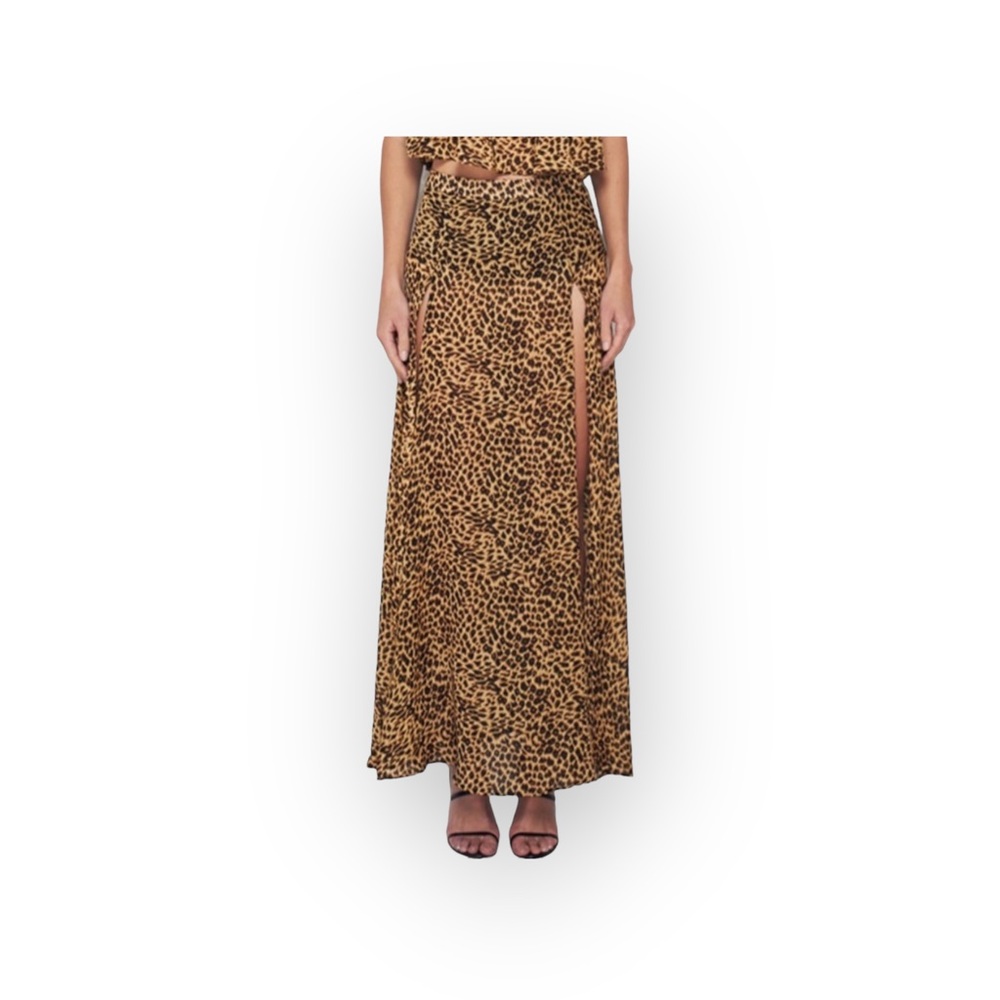 new MLM ❁ Sexy High Thigh Leg Slit ❁ Semi Sheer Maxi Skirt ❁ Leopard Print ❁ XS - Picture 6 of 16